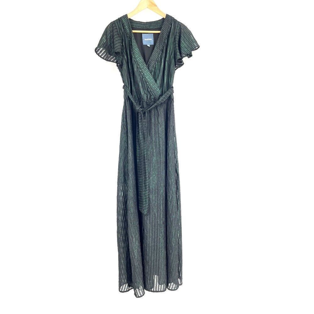Modcloth Dress Size Medium Womens Green Your Time to Shine Maxi Boho Stripe